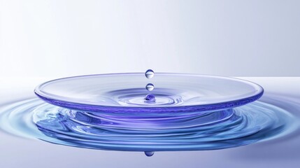 Aufkleber - Closeup of a water droplet creating ripples on a clear surface, serene background