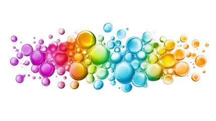 Poster - rainbow bubbles floating on transparent background