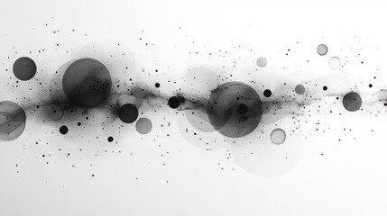 Wall Mural - Abstract Black Circles on White Background Dynamic Modern Art