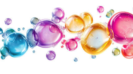Poster - colorful bubbles floating on transparent background