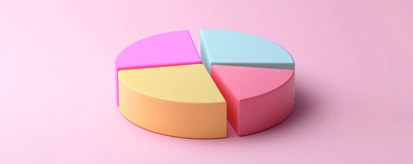 Aufkleber - Colorful pie chart showing market share on pink background