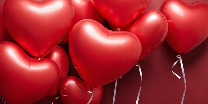 Valentine's Day with red heart-shaped balloons illustration banner template design with noise texture for valentine's theme background.backgrounds, flying, honeymoon, 789