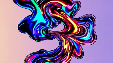 Aufkleber - Vibrant abstract fluid swirl with neon colors and dynamic flow against pastel background, digital art concept