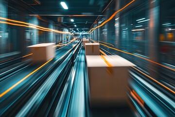 Poster - Fast-Moving Packages Travel on Conveyor Belts Through Automated Warehouse System Efficiently