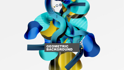 Poster - Abstract background - Lines circles and liquid shapes