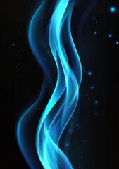 Fototapete - Abstract blue glowing wave on black background.