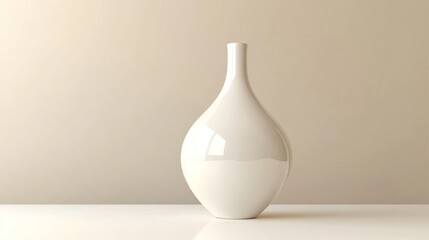 Poster - Empty White Vase on Light Beige Background