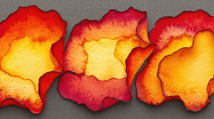 Canvas Print - Abstract orange watercolor flowers, dark grey background, artistic design, website banner