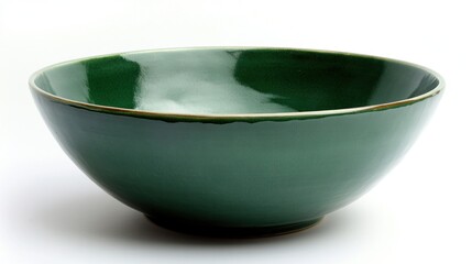 Poster - Empty green ceramic bowl on white background