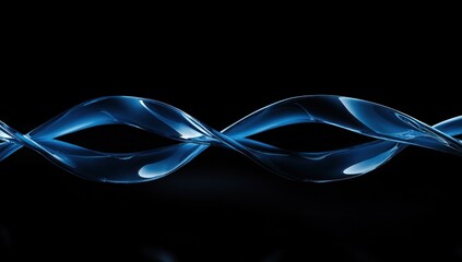 Fototapete - Abstract blue helix on black background.