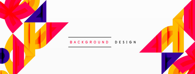 Poster - Abstract geometric background with shapes, featuring circular and rounded elements. Bold contrast, smooth gradients, dynamic composition, futuristic style