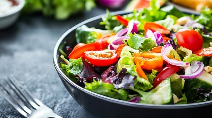 Aufkleber - Fresh garden salad with vibrant vegetables and colors served in a bowl for a healthy meal choice : Generative AI