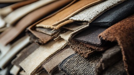 Poster - Close up texture of assorted high quality fabric materials displaying natural colors and patterns : Generative AI