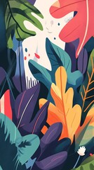 Aufkleber - Colorful tropical leaves pattern forming abstract natural background