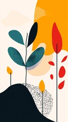 Poster - Abstract organic shapes background with teal and orange color scheme