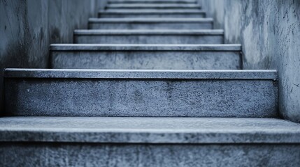Aufkleber - CloseUp View of Stone Steps Leading Upwards with Textured Surface and Shadows : Generative AI