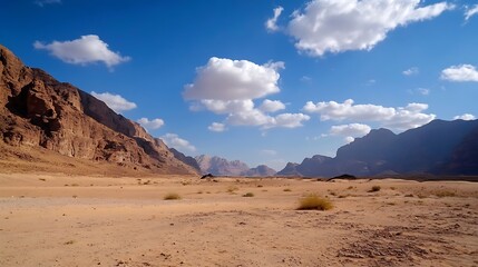 Poster - Stunning panoramic view of a desert landscape with dramatic clouds and mountain ranges : Generative AI