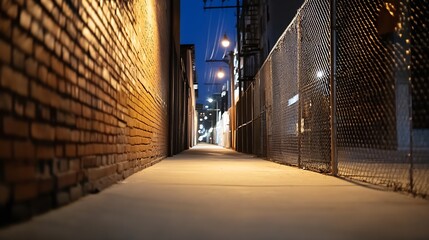 Aufkleber - Urban Alleyway at Night with Soft Lighting Creating a Cozy Atmosphere for Evening Strolls : Generative AI