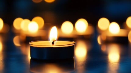 Leinwandbilder - Warm candlelight with glowing flames softly illuminating the dark surroundings : Generative AI