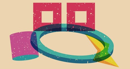 Poster - Risograph shapes. Geometry elements abstract texture. Big colorful geometric animation. Object in trendy riso graph style video.
