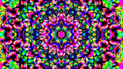 Poster - Colorful kaleidoscope pattern with vibrant geometric shapes, psychedelic art concept
