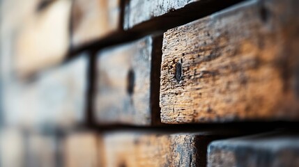 Aufkleber - Detailed close up view of weathered wooden blocks showcasing unique textures and rich patterns in natural light : Generative AI