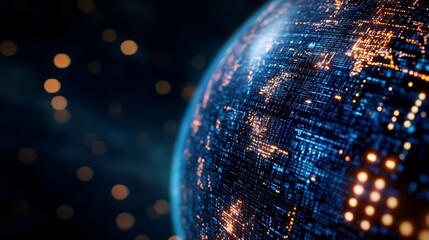 Poster - Dramatic view of a globe made up of data representations and light showcasing technology and innovation : Generative AI