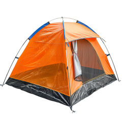 portable orange tent isolated on transparent. ideal for travel websites or adventure brochures. camp