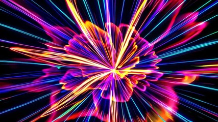 Poster - Colorful abstract light trails in motion, dynamic energy pattern concept