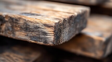 Aufkleber - Detailed close up of weathered wooden planks showcasing rustic charm and texture : Generative AI