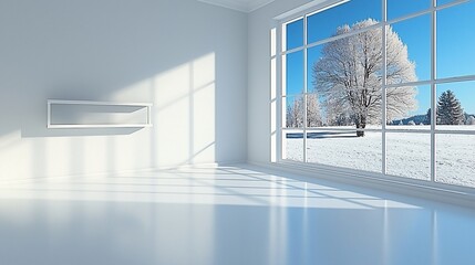 Poster - Winter view, bright room, snowy landscape, real estate