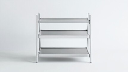 Poster - Empty Three-Tiered Metal Shelf Against White Background. Possible Use Stock Photography