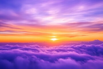 Aufkleber - Beautiful sunset view over fluffy clouds with vibrant colors and a serene atmosphere