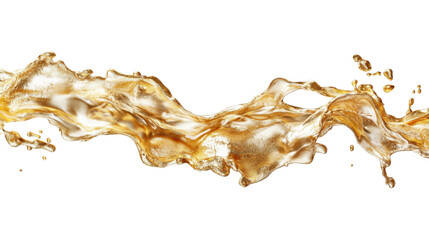 Poster - Golden liquid splashing and flowing on transparent background