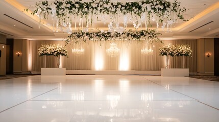 Aufkleber - Exquisite event space with floral decor and beautiful lighting creating an enchanting setting for celebrations : Generative AI