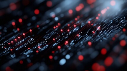 Aufkleber - Dynamic abstract background of glowing dots and lines creates a sense of hightech digital landscape : Generative AI