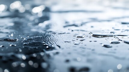 Aufkleber - Close up view of water droplets on a sleek surface reflecting light in a modern setting : Generative AI