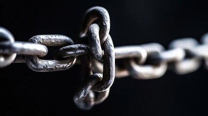 Aufkleber - Close up of steel chain links interconnected emphasizing strength and durability in industrial design : Generative AI