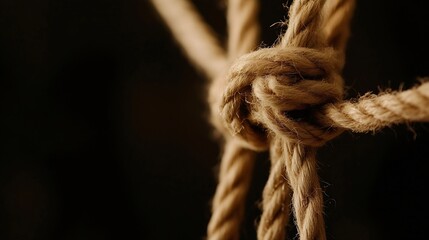 Aufkleber - Close up view of a rustic knot in natural jute rope highlighting craftsmanship and texture : Generative AI
