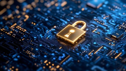 Aufkleber - Digital padlock secured on a circuit board symbolizing cybersecurity and data protection in technology : Generative AI