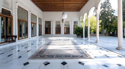 Poster - Exquisite Interior View of a Historical Building with Marble Flooring : Generative AI