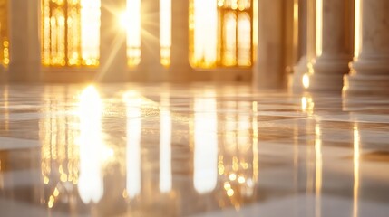 Leinwandbilder - Glorious reflections of sunlight through ornate windows on polished marble floors : Generative AI