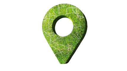 Fototapete - Green location icon showing city map on transparent background