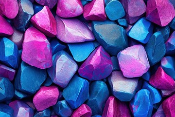 Poster - Vibrant Blue and Pink Rocks: A Colorful Stone Collection with Stunning Hues and Textures