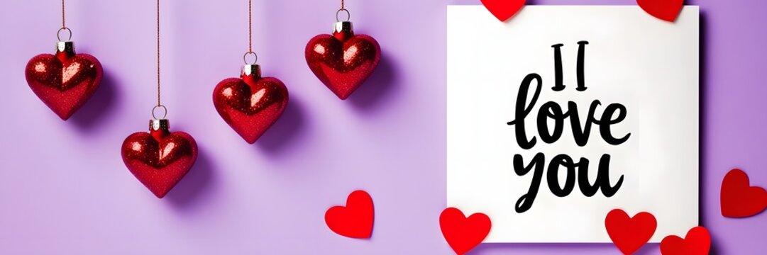Handwriting Happy Valentine's day concept background, Valentine's Day card with 'I LOVE YOU' text 
