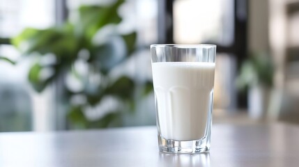 Poster - Refreshing glass of milk set on a table with soft focus background suggesting a healthy lifestyle : Generative AI