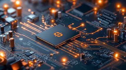 Poster - Exploring technological innovation through circuit boards high-tech laboratory macro photography futuristic environment close-up view digital connectivity
