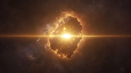 Wall Mural - Asteroid impact, space, cosmic event, glowing debris, science fiction