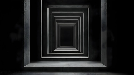 Poster - Dark concrete corridor receding into darkness; abstract background for design