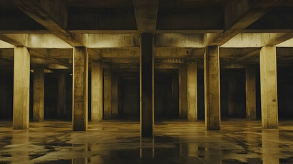 Poster - Concrete Parking Garage Interior